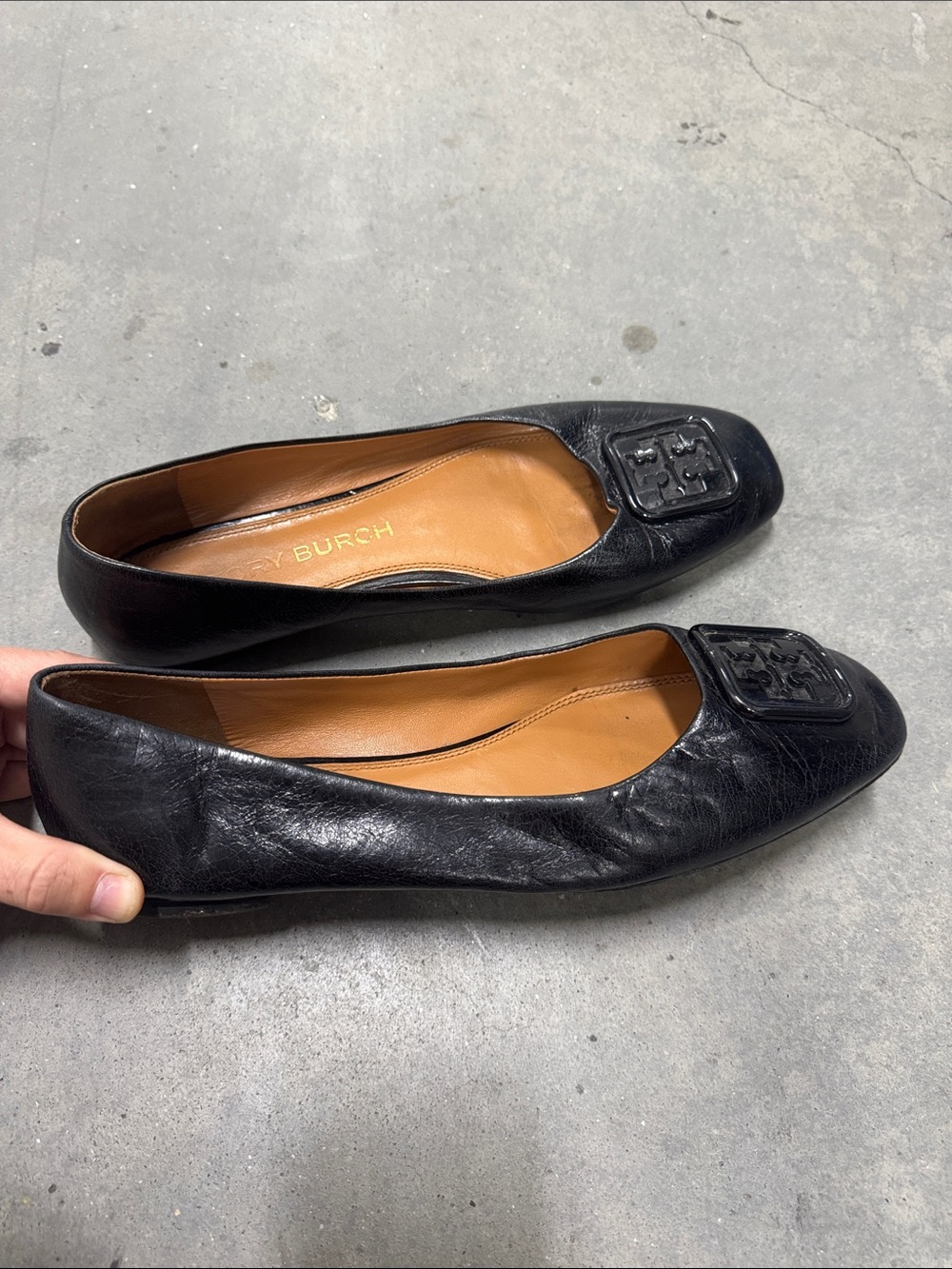 Tory Burch Georgia Leather Ballet Flats in Black- 10.5